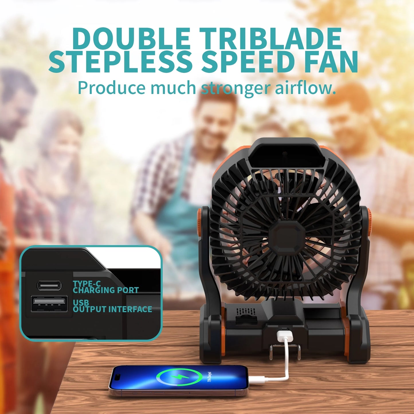 Camping Fan, Tent Fans for Camping with Lights, Portable Hanging Camping Fan with LED Lantern