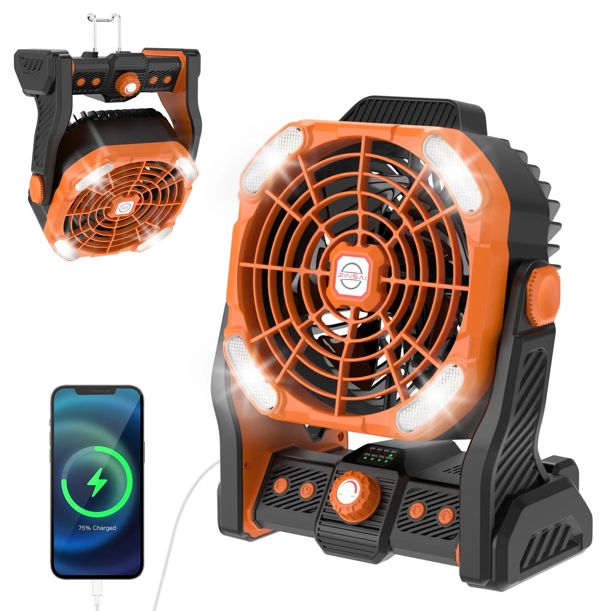 Camping Fan, Tent Fans for Camping with Lights, Portable Hanging Camping Fan with LED Lantern