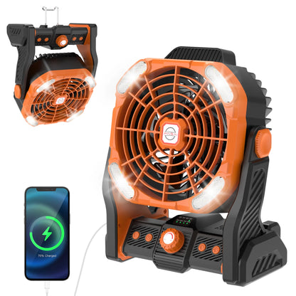 Camping Fan, Tent Fans for Camping with Lights, Portable Hanging Camping Fan with LED Lantern