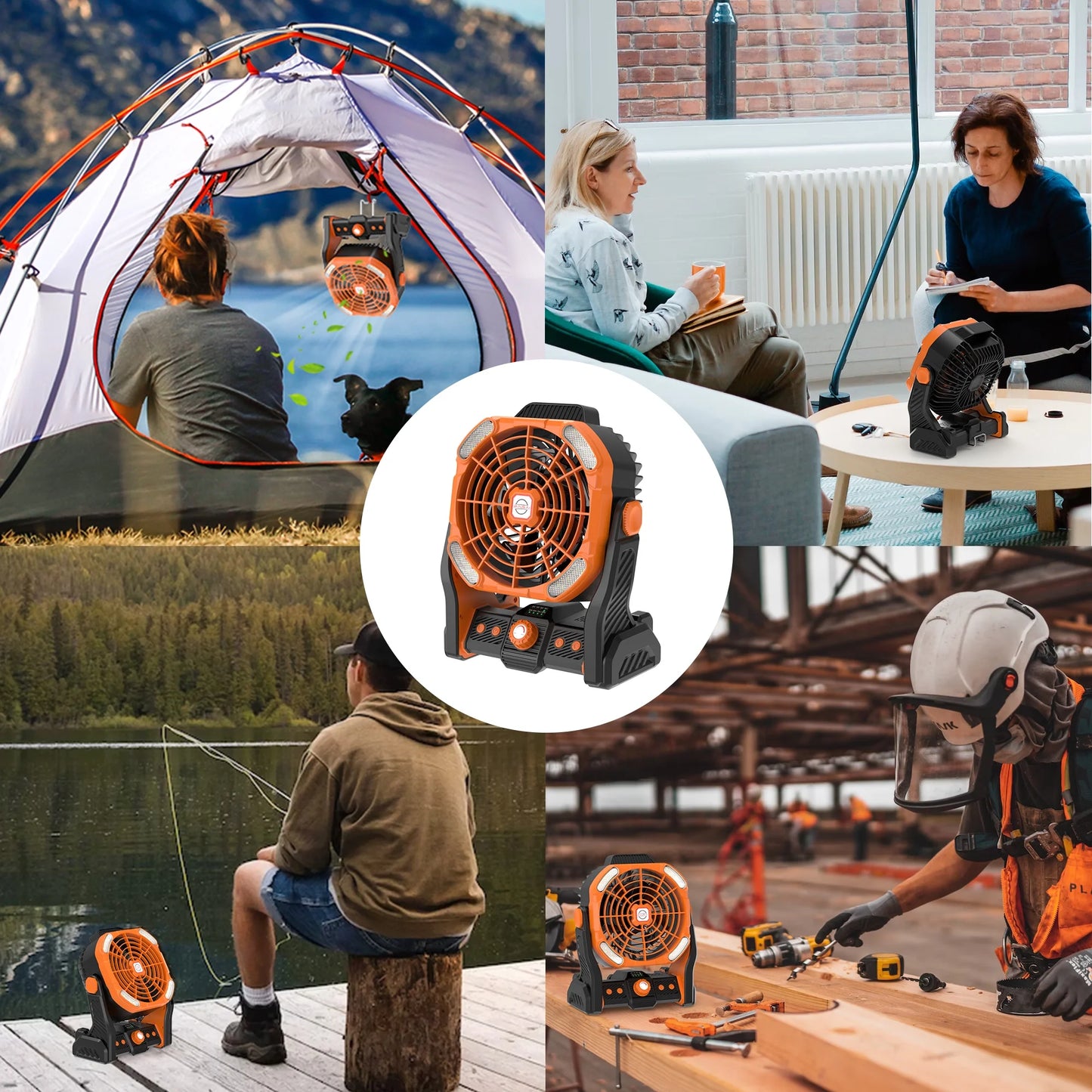Camping Fan, Tent Fans for Camping with Lights, Portable Hanging Camping Fan with LED Lantern