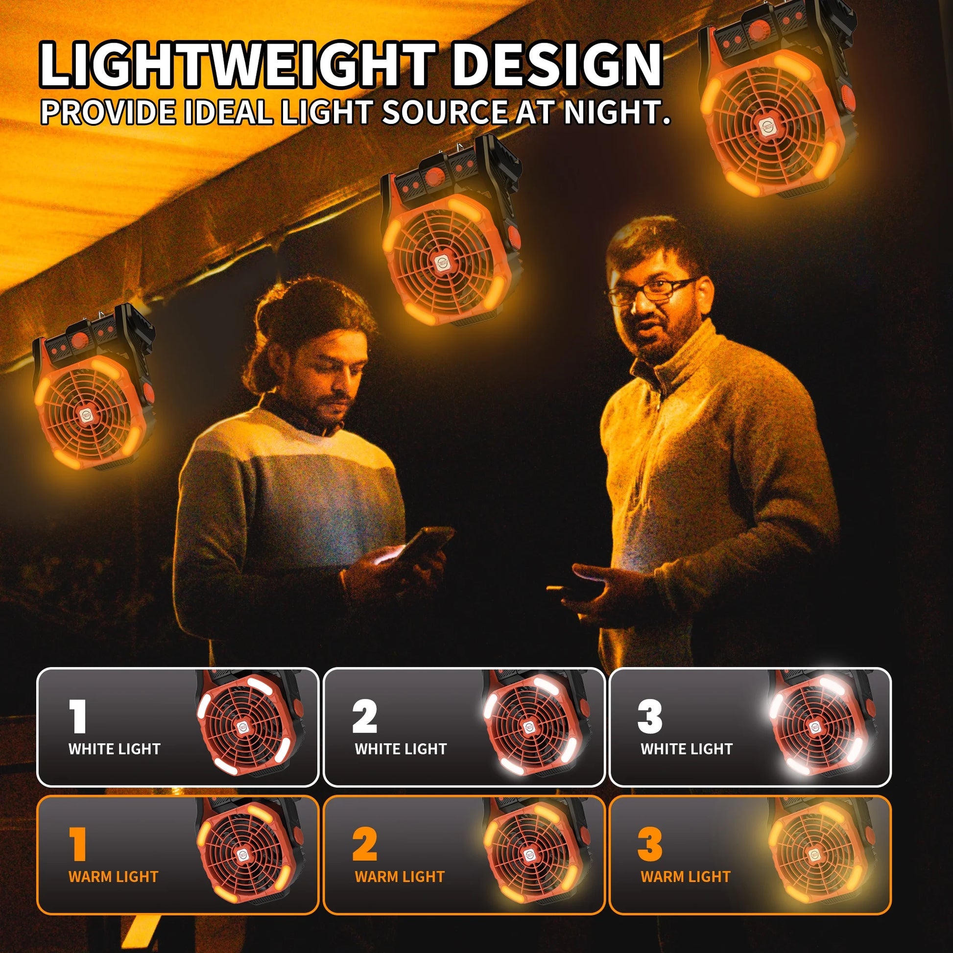 Camping Fan, Tent Fans for Camping with Lights, Portable Hanging Camping Fan with LED Lantern