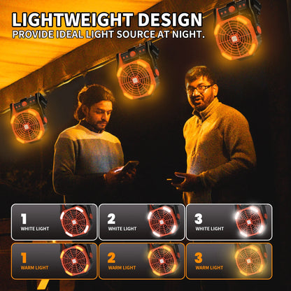 Camping Fan, Tent Fans for Camping with Lights, Portable Hanging Camping Fan with LED Lantern
